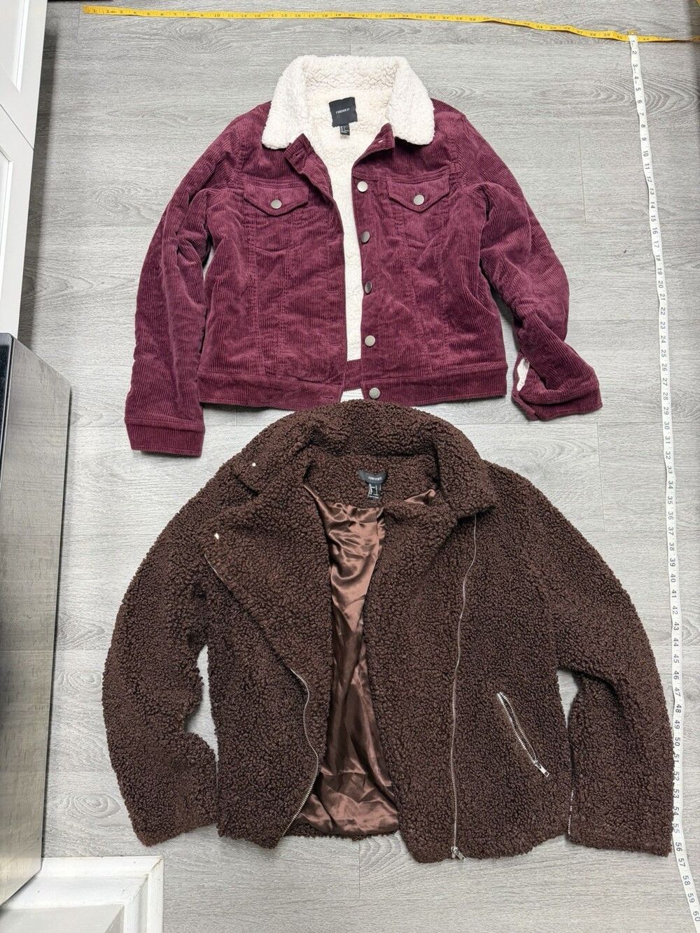 Forever 21 Womens Jacket Lot of 2 Size L Corduroy Sherpa Teddy